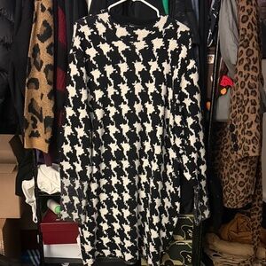 Express Black and White Houndstooth Sweater Dress